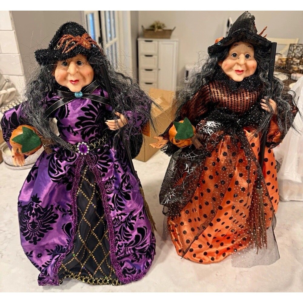 NWT Windy Hill Collection Halloween Witch Figurines Set of 2 Glitter